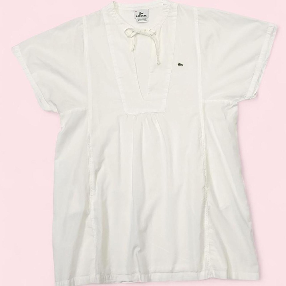 Lacoste White 100% Cotton Tnic Blouse With Bowl Detail Size:Large